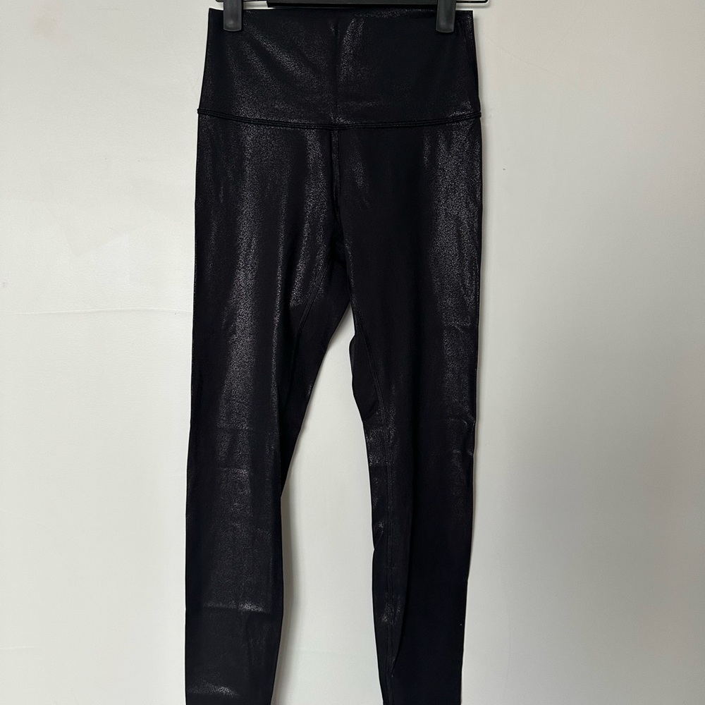 Lululemon Black Metallic Leggings.  Size 4
